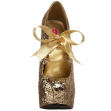 Ouro Glitter 14,5 cm Burlesque TEEZE-10G Platform Scarpin Sapatos