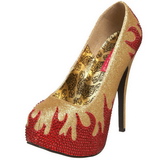 Ouro Pedras Brilhando 14,5 cm Burlesque TEEZE-27 calçados femininos salto alto