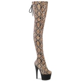 Padrão de cobra marrom 18 cm ADORE botas altas da coxa com ataduras