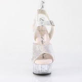Prata 15 cm DELIGHT-N transparente plataforma sapatos de salto com strass