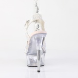 Prata 15 cm DELIGHT-N transparente plataforma sapatos de salto com strass