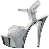 Prata 15 cm Pleaser DELIGHT-609G Cromo Plataforma Salto Alto