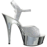 Prata 15 cm Pleaser DELIGHT-609G Cromo Plataforma Salto Alto