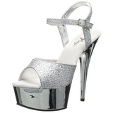 Prata 15 cm Pleaser DELIGHT-609G Cromo Plataforma Salto Alto