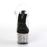 Prata 18 cm ADORE-708CG glitter plataforma salto alto mulher