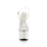 Prata 18 cm ESTEEM-708LG-2 Sapatos plataforma de salto glitter