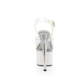 Prata 18 cm ESTEEM-708LG-2 Sapatos plataforma de salto glitter