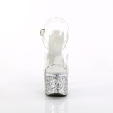 Prata 18 cm ESTEEM-708LG Sapatos plataforma de salto glitter