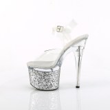 Prata 18 cm ESTEEM-708LG Sapatos plataforma de salto glitter