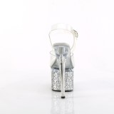 Prata 18 cm ESTEEM-708LG Sapatos plataforma de salto glitter