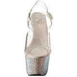 Prata 18 cm Pleaser BEJEWELED-708DM Strass Plataforma Saltos Altos