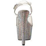 Prata 18 cm Pleaser BEJEWELED-708DM Strass Plataforma Saltos Altos