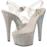 Prata 18 cm Pleaser BEJEWELED-708DM Strass Plataforma Saltos Altos
