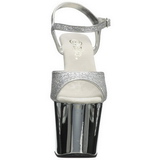 Prata 18 cm Pleaser REVOLVER-709G Saltos Altos Cromo Plataforma