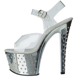 Prata 18 cm Pleaser STARDUST-708 Saltos Altos Cromo Plataforma