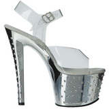 Prata 18 cm Pleaser STARDUST-708 Saltos Altos Cromo Plataforma
