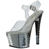 Prata 18 cm Pleaser STARDUST-708 Saltos Altos Cromo Plataforma