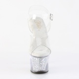 Prata 18 cm SKY-308RSI transparente plataforma sapatos de salto com strass