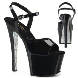 Prata 18 cm SKY-309CRS Pedras Strass calçados femininos salto alto
