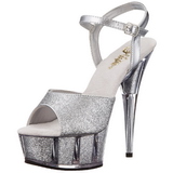 Prata Glitter 15 cm DELIGHT-609-5G Salto Alto Plataforma