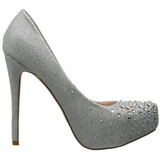 Prata Pedra Cristal 13 cm DESTINY-06R Plataforma Scarpin Salto Alto