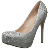 Prata Pedra Cristal 13 cm DESTINY-06R Plataforma Scarpin Salto Alto