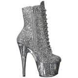Prata glitter 18 cm ADORE-1020G botinha plataforma salto alto