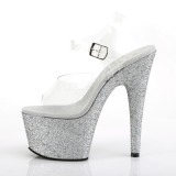 Prata glitter 18 cm Pleaser ADORE-708HMG sapatos de saltos pole dance