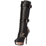 Preto 14 cm MUERTO-2028 Cromo Plataforma Botas Femininas