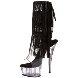 Preto 15 cm DELIGHT-1017TF botinha com franjas salto alto