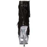 Preto 15 cm DELIGHT-1017TF botinha com franjas salto alto