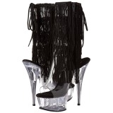 Preto 15 cm DELIGHT-1017TF botinha com franjas salto alto