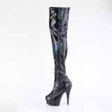 Preto 15 cm DELIGHT-3000HWR Holograma botas overknee de saltos pole dance