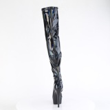 Preto 15 cm DELIGHT-3000HWR Holograma botas overknee de saltos pole dance