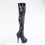 Preto 15 cm DELIGHT-3000HWR Holograma botas overknee de saltos pole dance