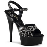 Preto 15 cm DELIGHT-609RS Pedras Strass calçados femininos salto alto
