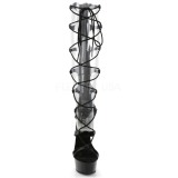Preto 15 cm DELIGHT-698 sandália cano longo gladiadoras para mulher