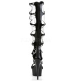 Preto 15 cm DELIGHT-698 sandália cano longo gladiadoras para mulher