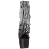 Preto 18 cm ADORE-1024RSF botinha com franjas salto alto