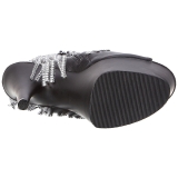 Preto 18 cm ADORE-1024RSF botinha com franjas salto alto