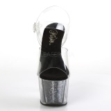 Preto 18 cm ADORE-708CG glitter plataforma salto alto mulher