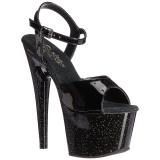 Preto 18 cm ADORE-709MG glitter plataforma salto alto mulher
