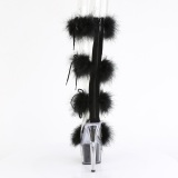 Preto 18 cm ADORE-728F sandálias de saltos com penas pole dance