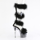 Preto 18 cm ADORE-728F sandálias de saltos com penas pole dance