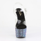 Preto 18 cm BEJEWELED-708MS sapato salto alto pole dance strass plataforma