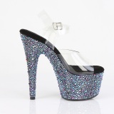 Preto 18 cm BEJEWELED-708MS sapato salto alto pole dance strass plataforma