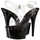 Preto 18 cm Pleaser ADORE-708LS Saltos Altos Plataforma