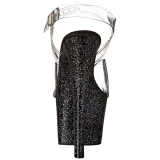 Preto 18 cm Pleaser SKY-308MG sapatos de salto alto glitter