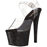Preto 18 cm Pleaser SKY-308MG sapatos de salto alto glitter