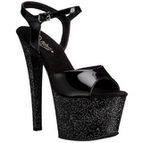Preto 18 cm SKY-309MG Glitter Plataforma Salto Agulha